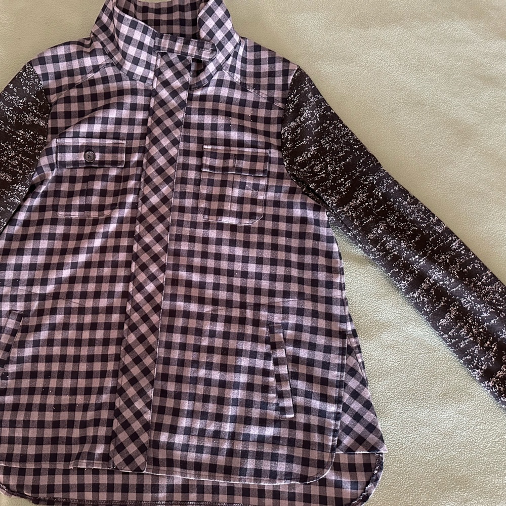 LOGO by Lori Goldstein Plaid Jacket with Sweater Knit Sleeves